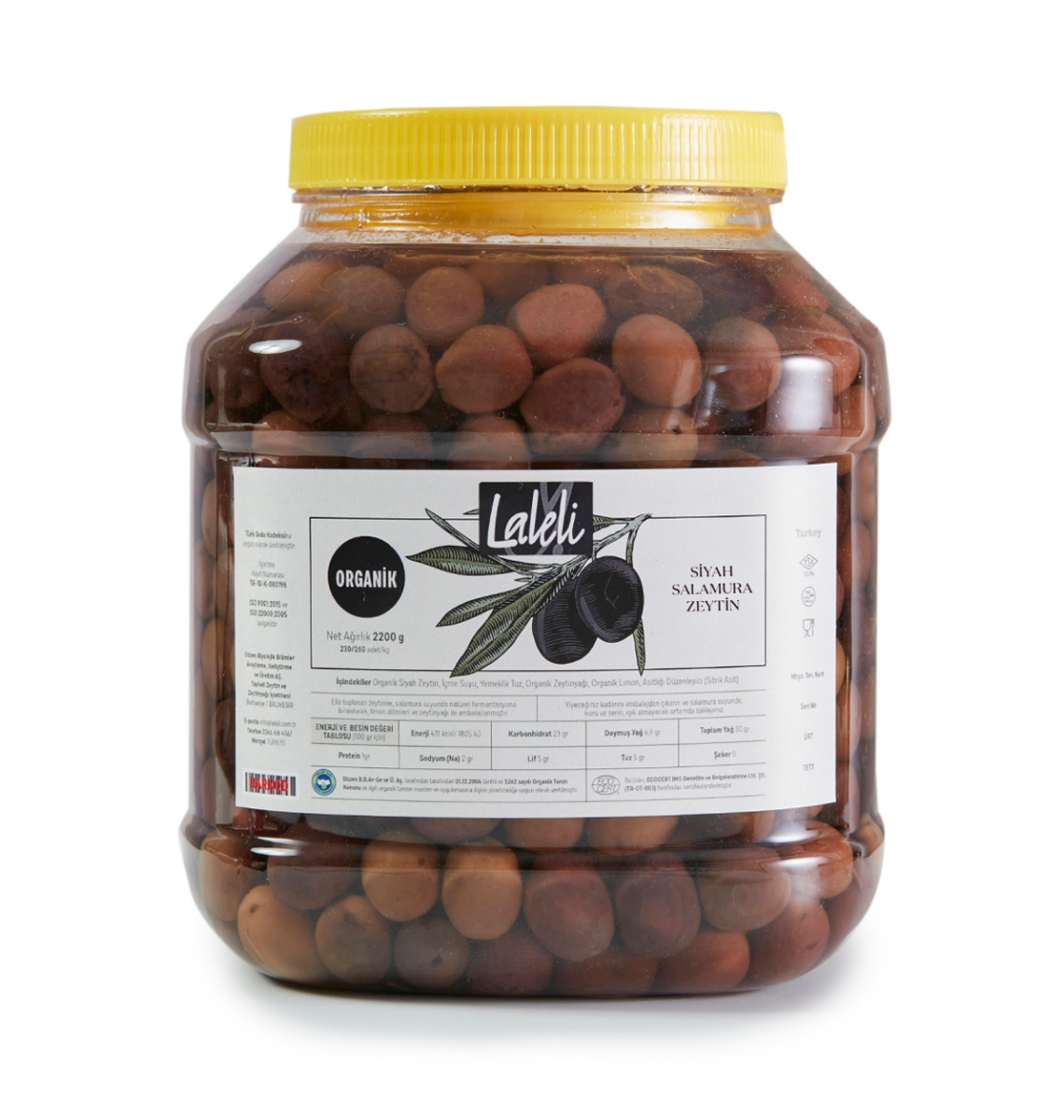 Organik Siyah Salamura Zeytin 2,2kg. Pet Ambalaj resmi